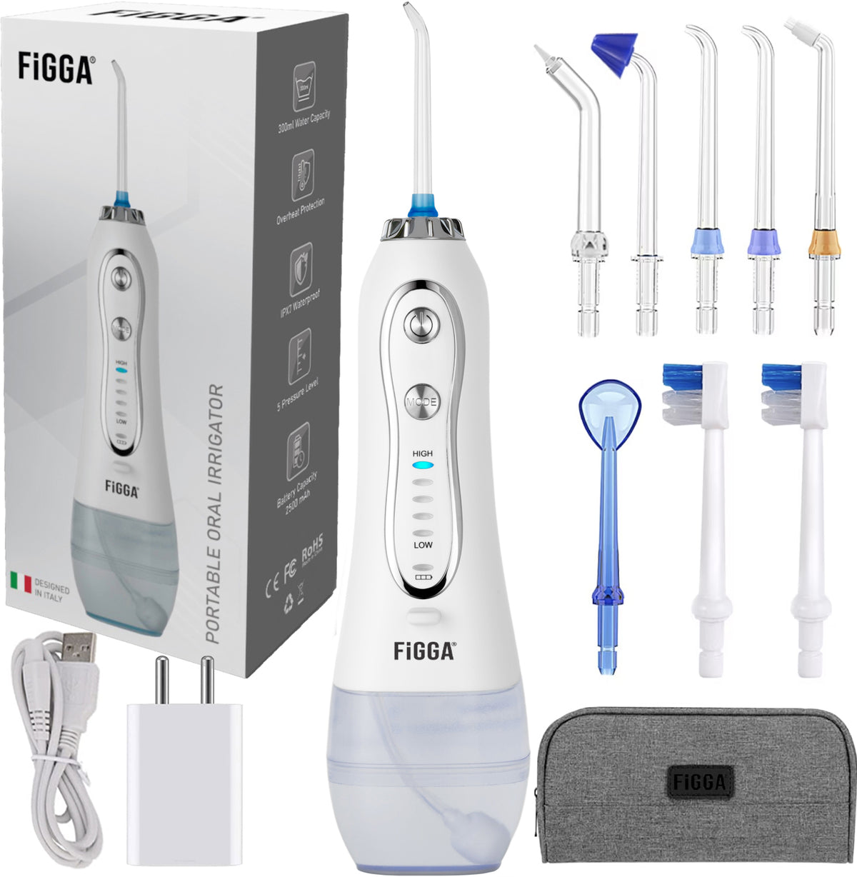 Irigator bucal FiGGA® ORAL-F101 – Dus bucal profesional, Alb