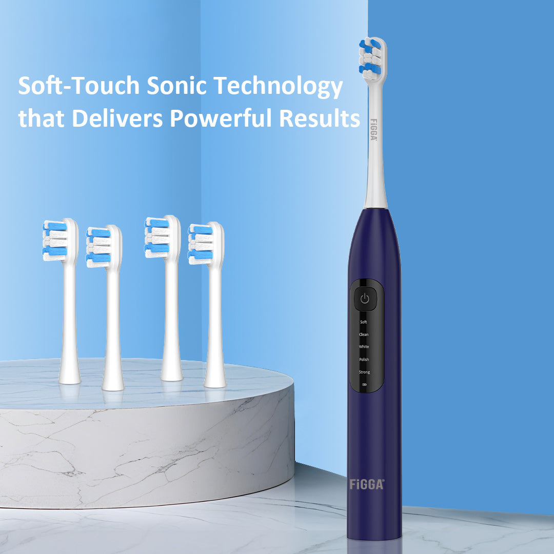 Periuță de dinți electrică sonică FiGGA® SONIC-S100 – 5 moduri, 4 capete, Mov