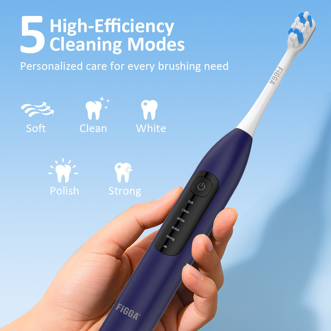 Periuță de dinți electrică sonică FiGGA® SONIC-S100 – 5 moduri, 4 capete, Mov