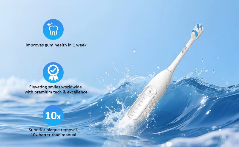Periuță de dinți electrică sonică FiGGA® SONIC-S100 – 5 moduri, 4 capete, Alb